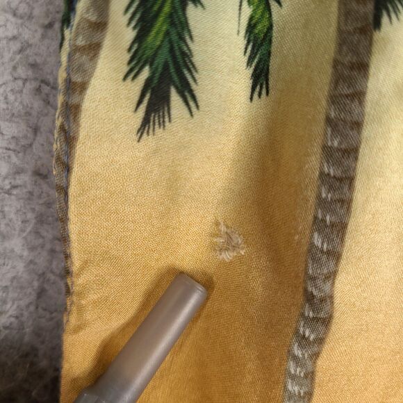 Vintage Pierre Cardin Hawaiian Shirt Mens Large Blue Palm Trees Woman Luau Rayon - Picture 11 of 15